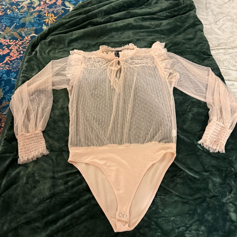 Forever 21 Light Pink Sheer Bodysuit
